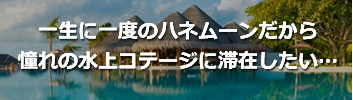 一生に一度のハネムーンにだから憧れの水上コテージに滞在したい